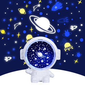 Galaxy Star Projector Starry Sky Night Light Astronaut Lamp Room Decr Gift Child Kids Baby Christmas Spaceman Projection