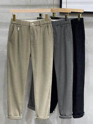 Autumn Elastic Waist Heavyweight Corduroy Casual Pants For Men