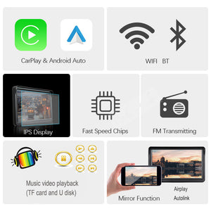 7 IPS Car Smart Screen Wireless Carplay Auto Mobile Phone Projection Screen Navigation