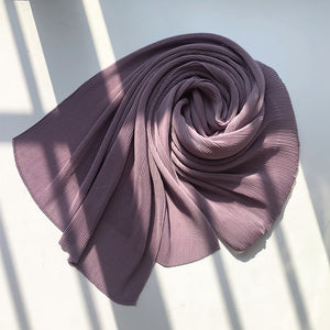 Cross-border European And American New Scarves Solid Color Fine Crumpled Pearl Chiffon Long Scarf Malaysian Female Hijab Sunscreen Scarf