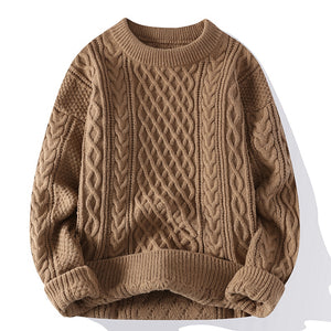 Autumn And Winter New Men's Twist Sweater Casual Round Neck Pullover Top