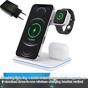 Explosions 15W Vertical Three-in-one Wireless Charger For Apple Huawei Mobile Phone Headset Watch Wireless Fast Charging