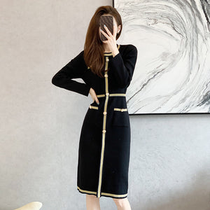 Classic Style Long Slim Knit Dress Women