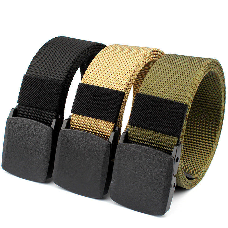 Men&#039;s Imitation Nylon Tactical Woven Canvas Belt Outdoor Training Leisure Iron-free Security Belt